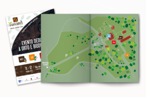 la spesa nell'orto 2024 - brochure cover e interni mappa della location